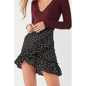 UO Ruffle Hem Polka Dot Mini Skirt